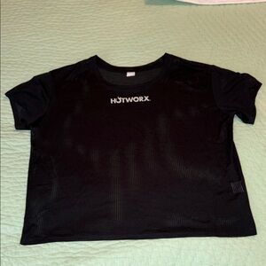 Hotworx XXL Black Mesh Cropped Shirt